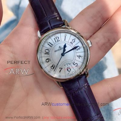 Perfect Replica Jaeger LeCoultre Rendez-Vous Purple Leather Strap White Face 33mm Watch